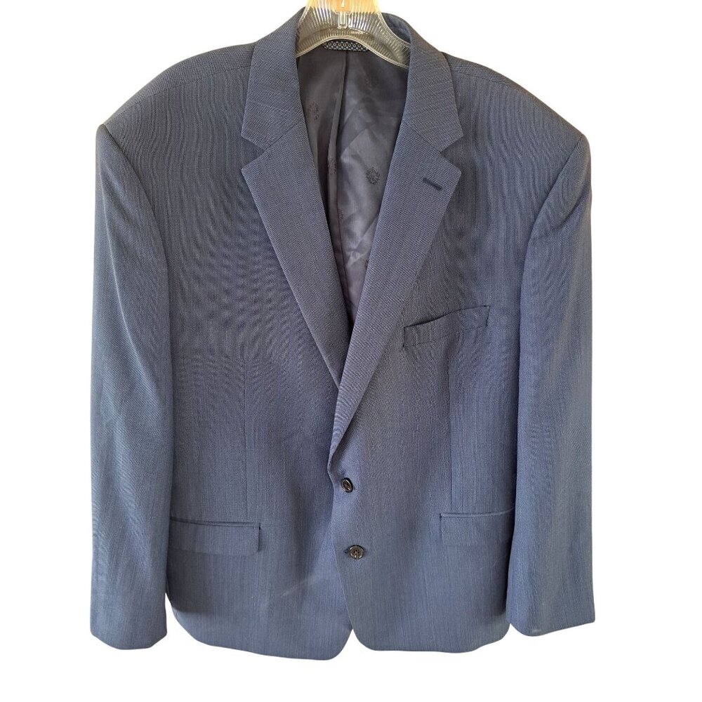 Ralph Lauren Mens Navy Blue Two-Button Blazer Jacket Notched Lapel Wool Bld 48R